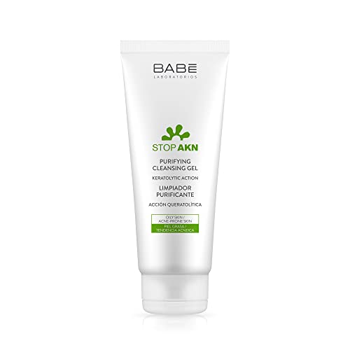 Laboratorios Babé - Stop Akn Limpiador Facial Purificante 200 ml, Tratamiento Acné, Piel Grasa, Seborregulador, Matificante, Limpieza e Higiene Facial, Uso Diario, Evita El Acné