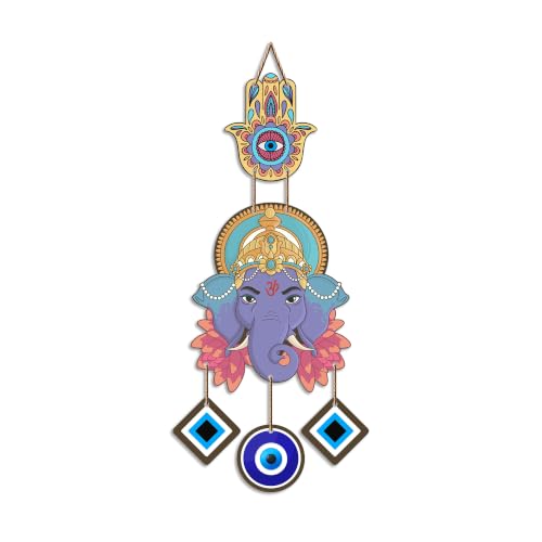 Image of Artvibes Lambodar Ganesha Nazar Battu Wall Hanging for Home Decor | Evil Eye Protection for Entrance Door Bedroom Living Room Temple | Positive Energy Vastu MDF Decorative Gift Item (WH 8567N)