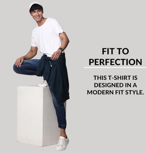 Image of ADRO Men's Cotton Regular Fit Combo Plain Solid T-Shirt Pack of 2