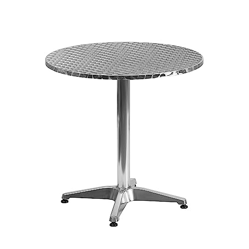 Flash Furniture Mellie 27.5" Round Aluminum Indoor-Outdoor Table with Stainless Steel Table Top
