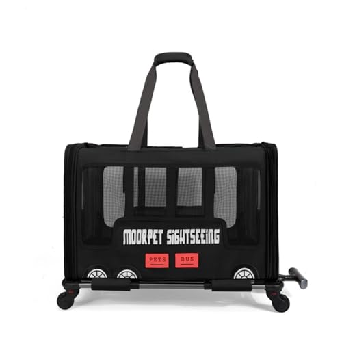 ペットキャリーボックス、ペット旅行トロリーケースペットキャリーボックス、大型、犬や猫に最適、ペットバッグポータブルハンドバッグ大容量ハンドバッグ、スーツケース、旅行、家庭用 (ブラック)