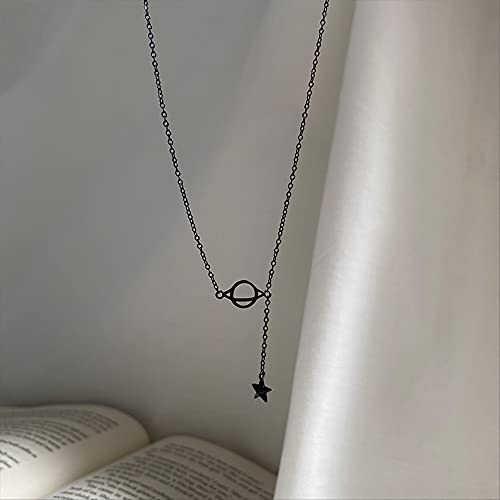 Collier chaîne de clavicule noire avec planète pour rompre avec les bijoux classiques - 5