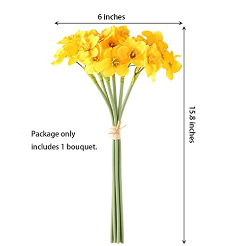Uupp Artificial Daffodils Flowers 15.8 Inches Spring Flower Fake Silk Flower Arrangement For Home Wedding Decor, Yellow #TOP1