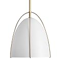FookChak 10in Dome Pendant Light White Kitchen Island Pendant Lighting Modern White & Gold Pendant Lights Fixture for Dining Room Kitchen Sink, E26