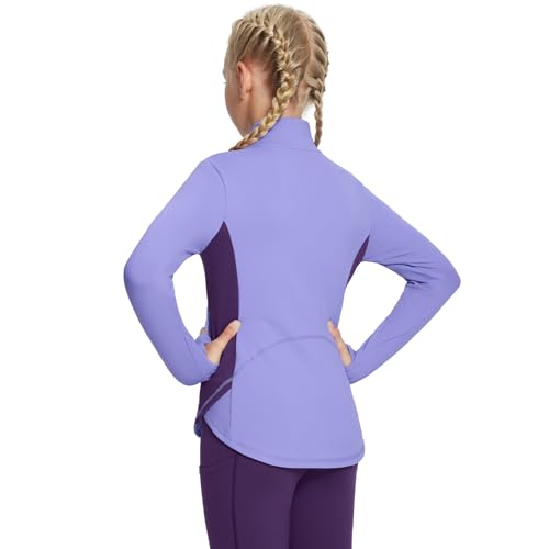baleaf Girls Fleece Long Sleeve Shirts, Fall Jacket Half Zip Sweatshirts Horse Riding Camping Thermal Coat Kids2