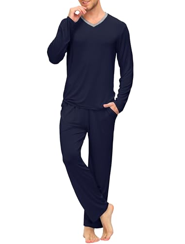 Image of JINSHI Men's Pajama Sets Soft Lightweight Sleepwear Nightwear with Pocket