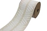3.8 Yards Spool 3.9' Width White & Beige Leaf Drapery Trim Jacquard Ribbon for Your Drapes Curtains Drapery Banding Trim Tape V1 214