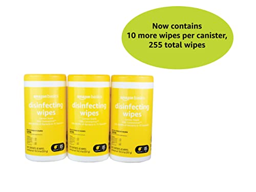 Amazon Basics Disinfecting Wipes, Lemon Scent, For Sanitizing, Cleaning, Disinfecting & Deodorizing, 255 Count (3 Packs Of 85) (Previously Solimo) #TOP6
