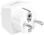 Amazon Basics 3-Pack Travel Plug Adapter Type E/F, Europe - France, Germany, Greece, Hungary, Iceland, the Netherlands, Norway, Poland, Portugal, Romania and Spain