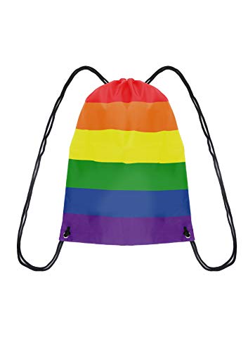 HENBRANDT 1 x Rainbow Pride Drawstring Bag LGBTQ+ Pride Accessories Gay Pride Flag Beach Sports Swim Travel Backpack School PE Kit Drawstring Gym Bag for Men and Women