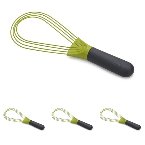 Joseph Joseph Twist Whisk- 2 in 1 - Flat and Balloon Whisk - Suitable for Non-Stick cookware, Silicone, Grey/Green (Pack of 4)