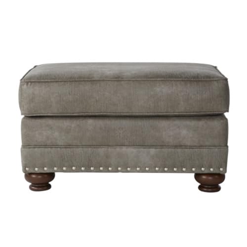 Elegant Gray Faux Leather Living Set with Wood Feet (Ottoman Included)