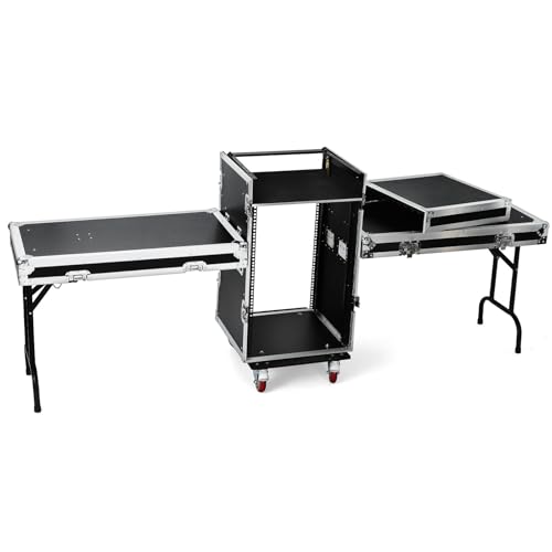 Milisten Side Table and Casters Road Case for Performance Road Case for Stage Professional Dj Table Portable Dj Video Stereo Equipment Storage Cabinet Studio Cabinet Audio Rack Black