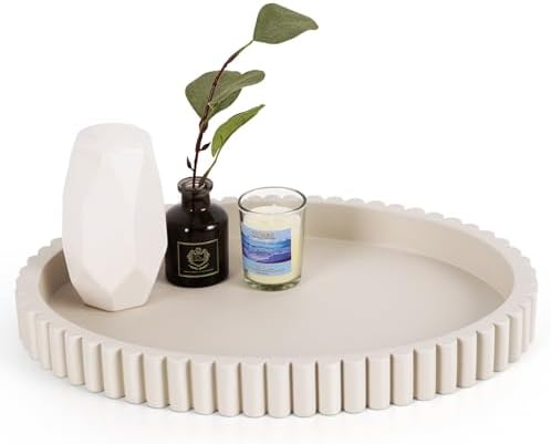Oval Tray for Coffee Table Decor, 15" Concrete Tray, Table Center...