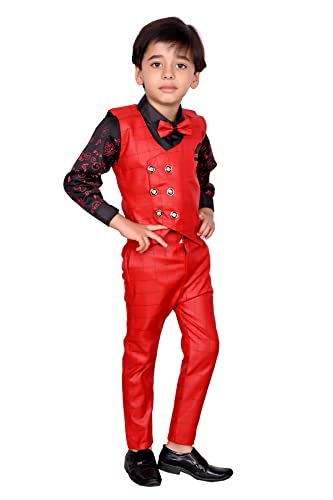 Image of Stylish 3-Piece Waistcoat, Shirt, Trouser and Bow-Tie Suit Set VC003