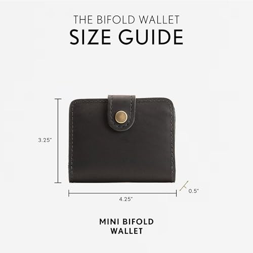 Image of Portland Leather Goods Women's Mini Bifold Wallet - Slim, Palm-Sized Design with Secure Snap Closure, 2 Card Slots, 2 Cash Slots & Zippered Coin Pocket - Black
