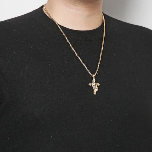 HZMAN Praying Hand Cross Necklace for Men Stainless Steel Retro Small Prayer Hands Pendant Christian Jewelry Gift2