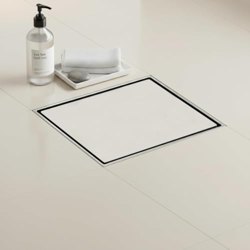 Image of Tile Insert Floor Drainer 6 x 6 Inch Premium Grade 304 Stainless Steel Invisible Shower Drain | Waste Water Floor Outlet for 13mm Tiles with Cockroach Trap