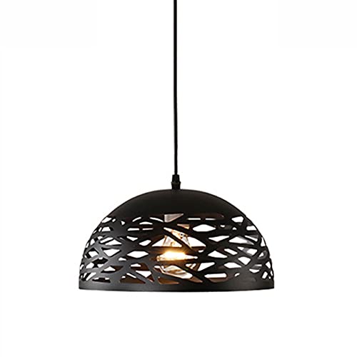 Chandelier de metal retro E27 lámpara colgante nórdica negra 30cm