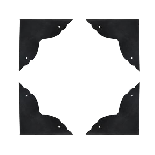 Image of Mcredy Table Corner Protectors, Black Box Corners Decorative, 4Pcs | Vintage Appearance, Rust-Proof Metal, Easy to Install with Screws, Ideal for Safeguarding Box, Table or Cabinet Corners