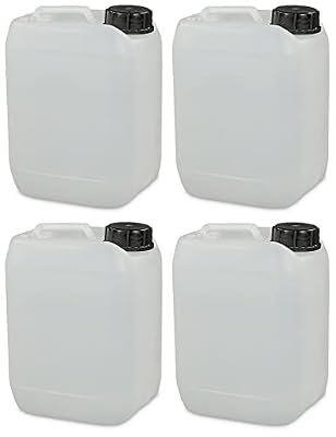 Bidón de 4 bidones de 5 litros – Recipiente apilable aprobado por la ONU + tapa a prueba de manipulaciones de 51 mm, perfecto para el almacenamiento de líquidos de combustible y gasolina, agua