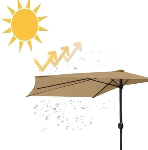 10ft Half Umbrella Replacement Canopy - Burgundy Patio Umbrella Top Cover for Market Table, Balcony, Garden, Deck - Durable 5 Ribs Design for Outdoor Use