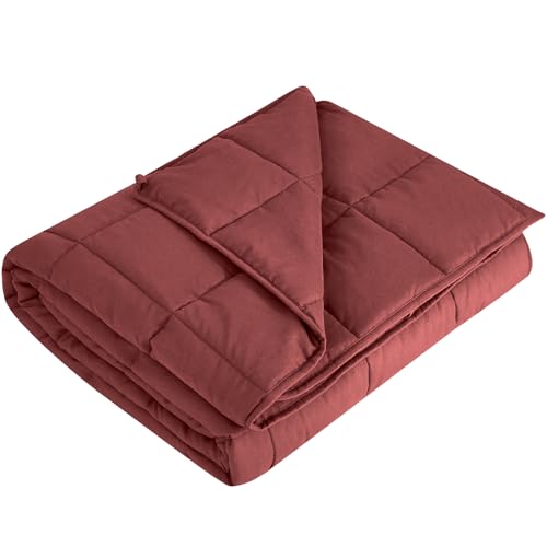 L'AGRATY Weighted Blanket - 60"x80" 15lbs Cooling Breathable Heavy Blanket Microfiber Material with Glass Beads for Adult All-Season Summer Fall Winter Soft Thick Comfort