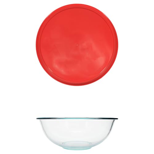 Juego de 4 tazones Pyrex de vidrio templado con tapas rojas miniatura 3