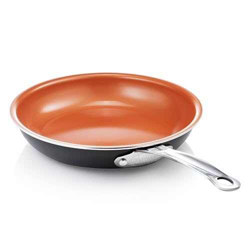 Image of Gotham Steel 9.5 Inch Copper Non Stick Frying Pans, Ceramic Non Toxic Frying Pans Nonstick Skillet Made Without PFOA PFOS, Lightweight, Stay Cool Handle, Oven and Dishwasher Safe