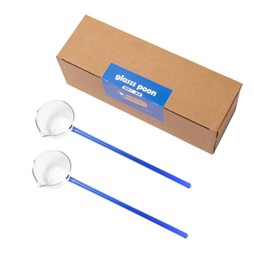 Qsvbeeqj - Lot de 2 louches à crème glacée Cuillère à soupe transparente à long manche pour servir et mélanger le verre à café cuillère à mélanger