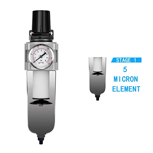 Nanpu Industrial Grade Heavy Duty Particulate Filter & Air Regulator, Metal Bowl, Suitable For Paint Spray (3/4" Npt, Auto Drain) #TOP3