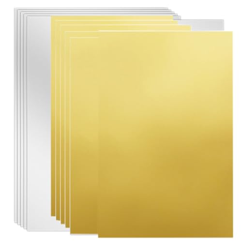 YOOHOOL A4 Papier Metallic Gold und Silber druckbare Aufkleber Papierblätter für Tintenstrahldrucker oder Laserdrucker Goldenes Silber Schimmer Papier insgesamt 12 Blätter