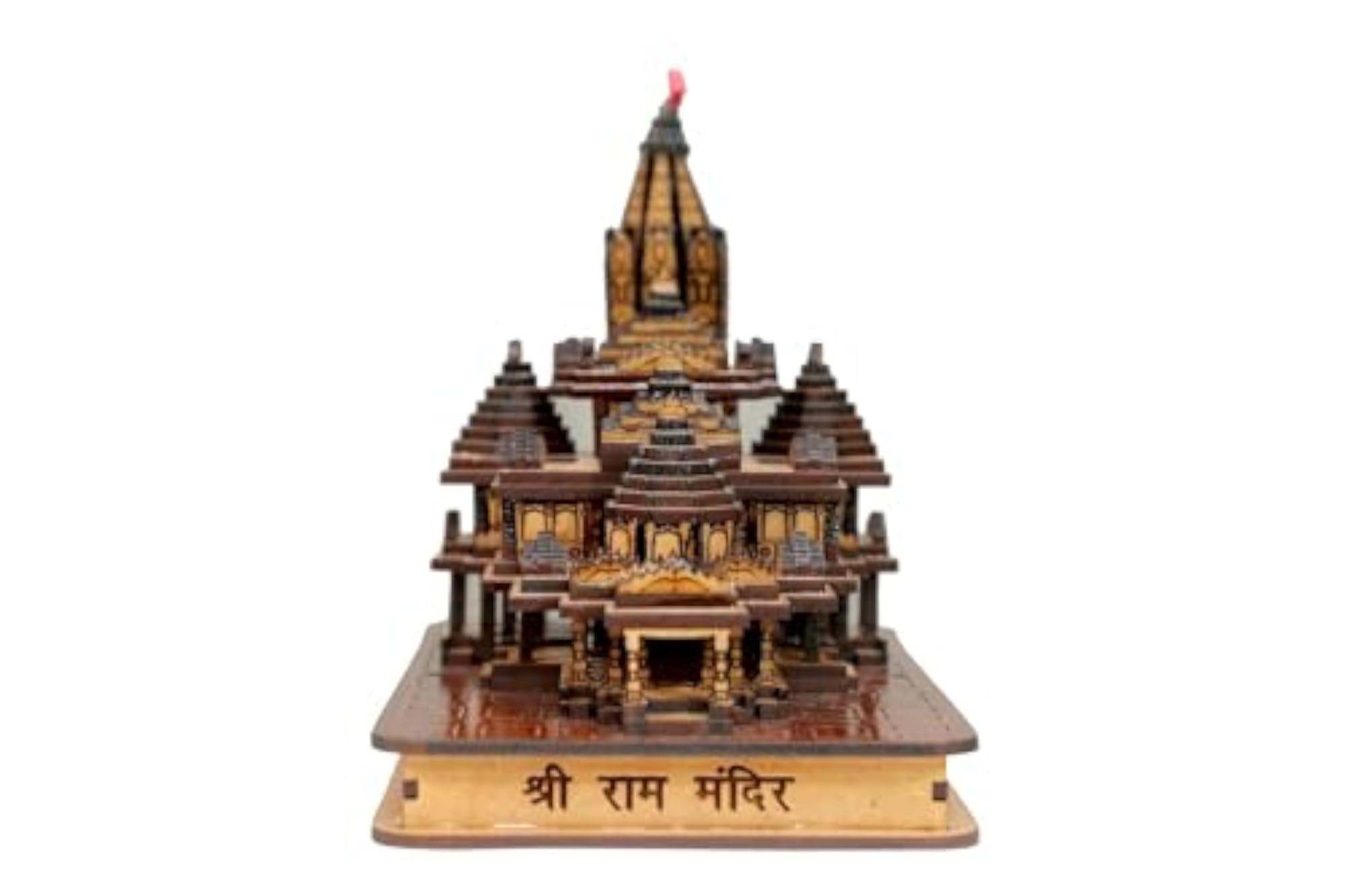 3D Wood Temple with Bahubali Hanuman Ji Murti for Home Décor