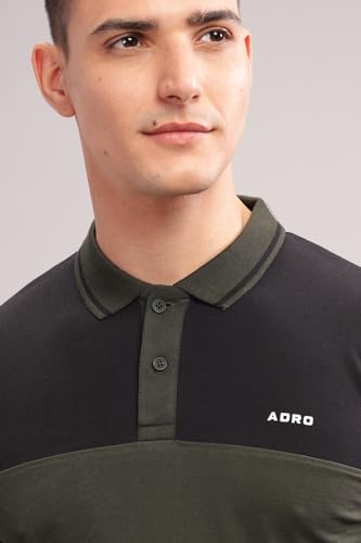 Image of ADRO Men's 100% Cotton Regular Fit Polo T-Shirt