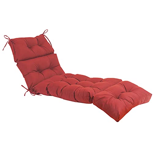 Image of QILLOWAY Outdoor Chaise Lounge Cushion 74x22x4 Inch, Waterproof Weather Resistant Replacement Pad for Patio Pool Furniture, Red