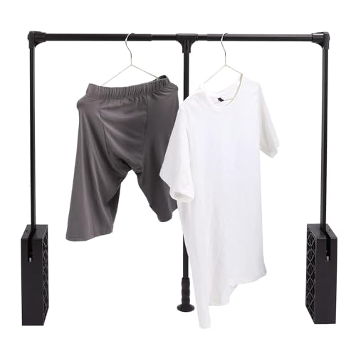 Tringle de penderie rétractable réglable aluminium large avec suspension bidirectionnelle 120cm