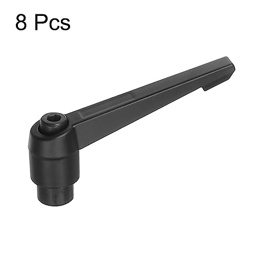 Image of HARFINGTON 8pcs Adjustable Clamping Lever Handles M10 Female Thread Knobs Rotating Screw Locking Quick Release Ratchet Push Button Handle, Black