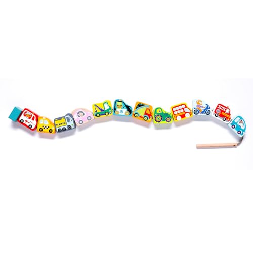 Image of CUBIKA Wooden Flyring Cars Lacing Toy - Montessori Lacing Toy for Kids Ages 3+ - Wooden Lacing Cards with Threading String - Fine Motor Toy - FSC-Certified Wood, Travel Toy for Toddlers