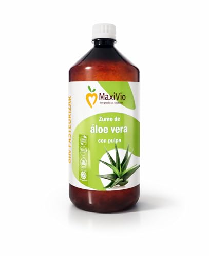 Zumo de Aloe Vera con Pulpa 1L | Bebida Natural Premium Sin Pasteurizar | Aloe Vera con Pulpa para Digestión, Hidratación y Bienestar | Sin Azúcar Añadido