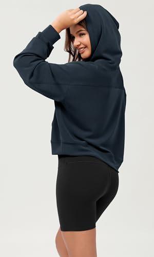 ODODOS Modal Soft Long Sleeve Cropped Hoodie for Women Oversized Pullover Sweatshirts with Pocket3