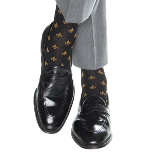 Trafalgar Men's Atlas Fleur De Lis Over The Calf Fine Merino Wool Socks (1 Pair)3