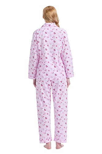 Image of GLOBAL Women Cotton Pajamas Long Sleeve PJs Button Down Sleepwear S-3XL
