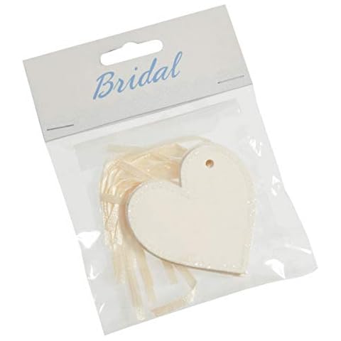 Pack of 10 Ivory Heart Tags with Glitter Cover