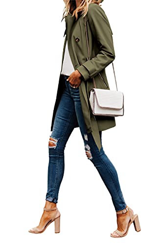 Danedvi Women Fashion Casual Elegant Lapel Solid Button Down Blazer Work Wear Office Long Type Windbreaker Trench Coat #TOP3