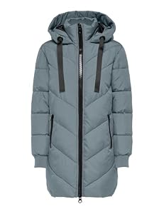 JDY Damen Jdyskylar Padded Hood Jacket Otw Noos Steppmantel, Stormy Weather/Detail:BLACK, M EU