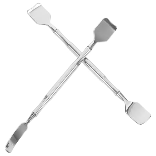 Zerodeko Espátula para Eliminación de Puntos Negros de Acero Inoxidable 2 Piezas, Cuchara Corta Plana y Curva, Herramienta de Limpieza Facial y Masaje para Cuidado de Piel, Apta para Todo