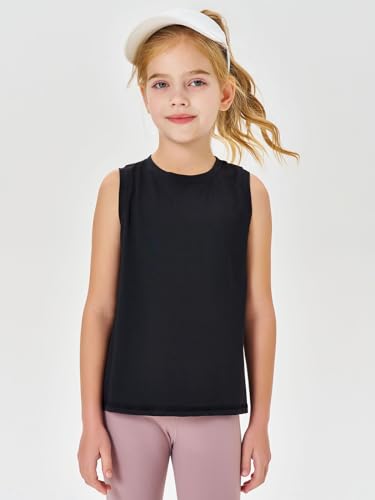 Image of Haloumoning Girls Tank Tops Kids Sleeveless Athletic Lightweight Cute Summer Top Dancewear 5-14 Years