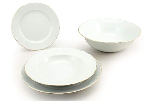 SWEET HOME Servizio tavola in Porcellana Filo Oro 19 Pezzi cod.TP00305ZZ by Varotto & Co.