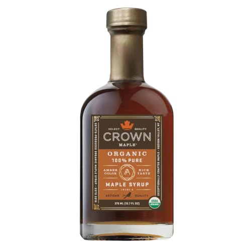Crown Maple Amber Color Rich Taste Organic Maple Syrup 100% Pure Grade A Gluten Free No Preservatives Non-GMO Pancake and Breakfast Topping 12.7 Fl Oz