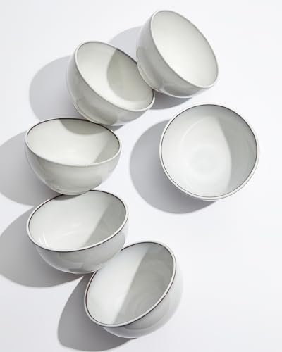 Image of Pokini 5.3 inch Stoneware Cereal Bowls Set of 6, 22 Oz Soup Bowls Set